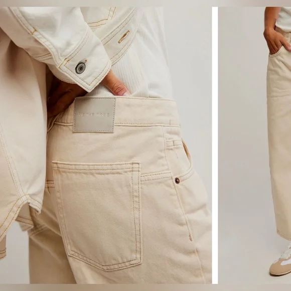 NWOT Free People We The Free Deep Trance Dropped Boyfriend Jeans casual khaki 25 - Picture 6 of 12